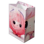 ピンクの大きな目の毛皮のキャラクターミディアムGif ミディアムペーパーバッグ (裏面アングル)
