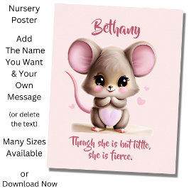 ピンクの大きな耳の赤ちゃんマウスを追加テキスト, ポスター