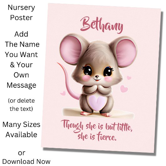 ピンクの大きな耳の赤ちゃんマウスを追加テキスト, ポスター