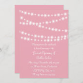 ピンクの大きな開口灯 招待状 (正面/裏面)