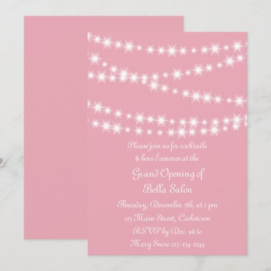 ピンクの大きな開口灯 招待状 (正面/裏面)