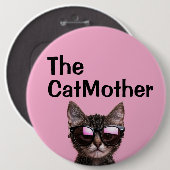 ピンクの大きなCATMOTHERボタン 缶バッジ (正面&裏面)