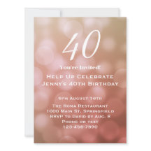 ピンクの大人っぽい40歳の誕生日招待状