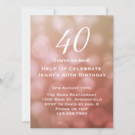 ピンクの大人っぽい40歳の誕生日招待状 招待状