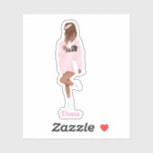 ピンクの大学で可愛い女の子カスタムにカットのビニールシール シール (シート)