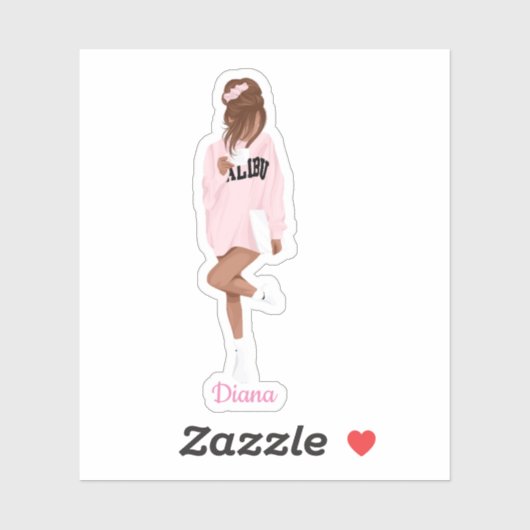 ピンクの大学で可愛い女の子カスタムにカットのビニールシール シール (シート)