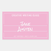 ピンクの大学構成ノートブックラベル 長方形シール (正面)