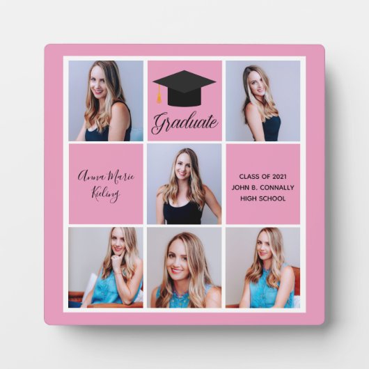ピンクの大学院フォトコラージュかわいい卒業 フォトプラーク (正面)
