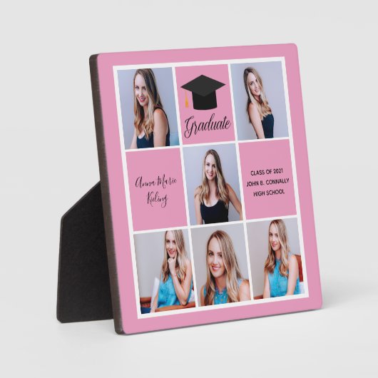 ピンクの大学院フォトコラージュかわいい卒業 フォトプラーク (正面)