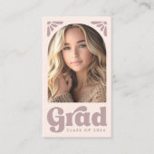 ピンクの大学院生の卒業ネットワーク写真のアーチ 名刺 (正面)