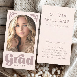 ピンクの大学院生の卒業ネットワーク写真のアーチ 名刺