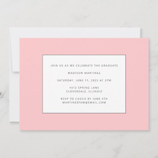ピンクの大学院生の卒業発表 招待状 (裏面)