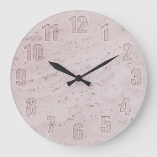 ピンクの大理石と切り抜き番号 ラージ壁時計