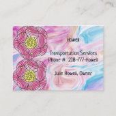 ピンクの大理石と花フェイク付き名刺 名刺 (正面)