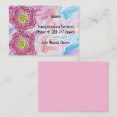 ピンクの大理石と花フェイク付き名刺 名刺 (正面/裏面)