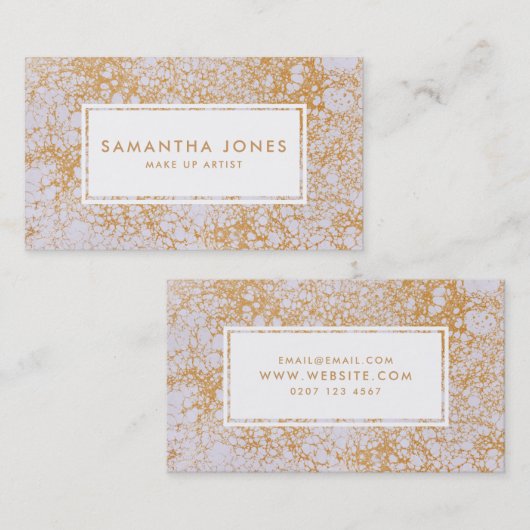 ピンクの大理石と金ゴールドメイクアップアーティスト 名刺 (正面/裏面)