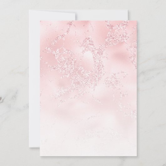 ピンクの大理石に甘い16バルーングリッター 招待状 (裏面)