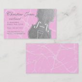 ピンクの大理石のグレーバイオリン 名刺 (正面/裏面)