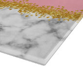 ピンクの大理石のパターンと金ゴールドグリッター カッティングボード (角)