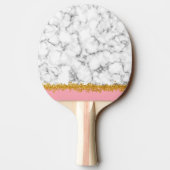 ピンクの大理石のパターンと金ゴールドグリッター 卓球ラケット (裏面)