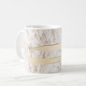 ピンクの大理石のマグの金ゴールドのピンセット コーヒーマグカップ (正面左)