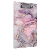 ピンクの大理石の可愛いエレガントグレー クリップボード (右)