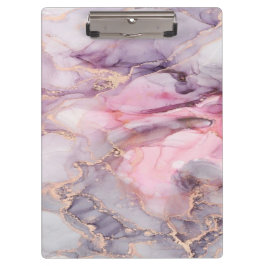 ピンクの大理石の可愛いエレガントグレー クリップボード