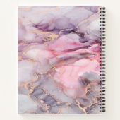ピンクの大理石の可愛いエレガントグレー ノートブック (裏面)