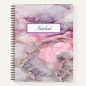 ピンクの大理石の可愛いエレガントグレー ノートブック (正面)