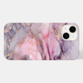 ピンクの大理石の可愛いエレガントグレー Case-Mate iPhoneケース (裏面 (横))