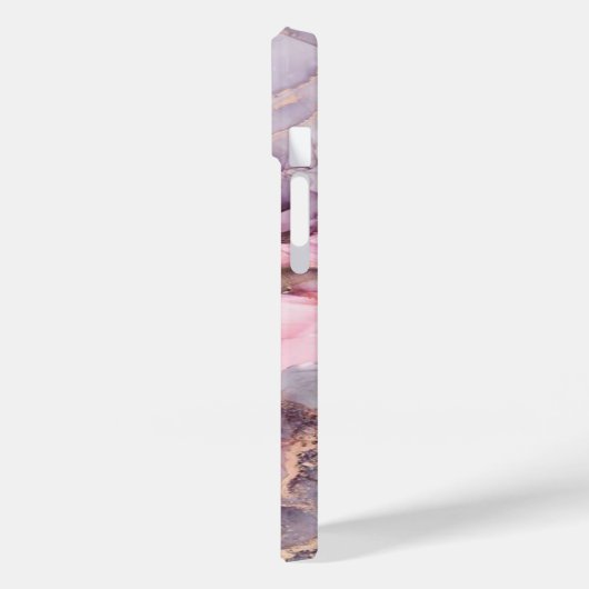 ピンクの大理石の可愛いエレガントグレー Case-Mate iPhoneケース (裏面 / 左)