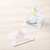 ピンクの大理石の名前のビジネスエレガントロモダンゴ スクエアペーパーコースター (インサイチュ)