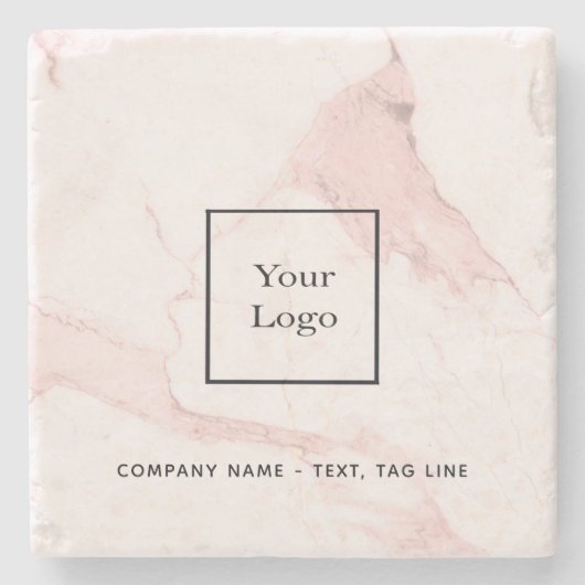 ピンクの大理石の名前のビジネスエレガントロモダンゴ ストーンコースター (正面)