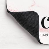 ピンクの大理石の名前イニシャルのビジネスロゴ マウスパッド (コーナー)