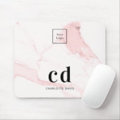 ピンクの大理石の名前イニシャルのビジネスロゴ マウスパッド (マウス)