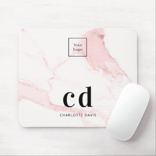 ピンクの大理石の名前イニシャルのビジネスロゴ マウスパッド