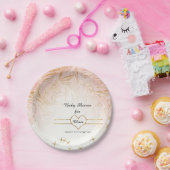 ピンクの大理石の大理石模様をつける女の子のベビーシャワーのばら色の金ゴールド ペーパープレート (パーティー)