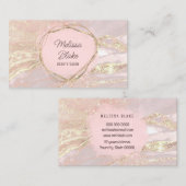 ピンクの大理石の水色を丸める 名刺 (正面/裏面)