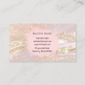 ピンクの大理石の水色を丸める 名刺 (裏面)