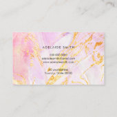ピンクの大理石の疑似箔詳細 名刺 (裏面)