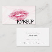 ピンクの大理石の背景が付いている赤い唇 名刺 (正面/裏面)