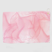 ピンクの大理石の背景、流体アートの背景 ゴルフタオル (横)