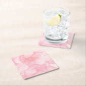 ピンクの大理石の背景、流体アートの背景 スクエアペーパーコースター (インサイチュ)