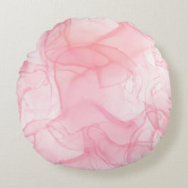 ピンクの大理石の背景、流体アートの背景 ラウンドクッション