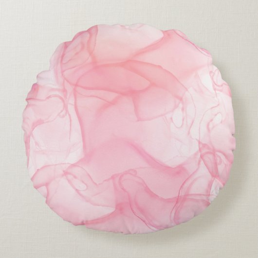 ピンクの大理石の背景、流体アートの背景 ラウンドクッション (正面)