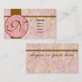 ピンクの大理石の象眼細工 名刺 (正面/裏面)