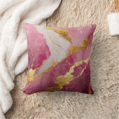 ピンクの大理石の金ゴールド クッション (ブランケット)
