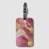 ピンクの大理石の金ゴールド ラゲッジタグ (正面縦)