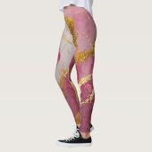 ピンクの大理石の金ゴールド レギンス (左)