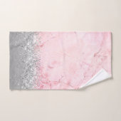 ピンクの大理石シルバーきらびやかなガラス バスタオルセット (ハンドタオル)